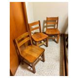 Three Vtg. Children Wooden Ladderback Chairs