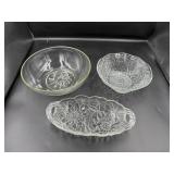 Three Pressed Glass Bowls