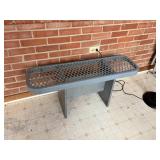 Gray Wood Bench with Metal Mesh Top