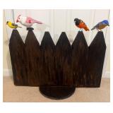 Vtg Wooden Fence with Bird Figures 28.5ï¿½ï¿½x22.5ï¿½ï¿½