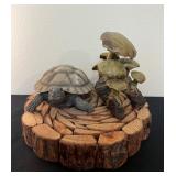 Turtle and Mushroom Resin Sculpture