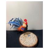 Vtg Rooster Figurine on Wood Base 17.5ï¿½ï¿½x10ï¿½ï¿½x10.5