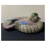 Hand-Painted Wood Duck Carving Signed 13ï¿½ï¿½x6.5ï¿½ï¿½x5