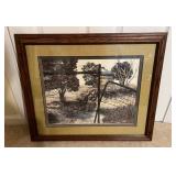 Framed Landscape Artwork in Wood Frame 26ï¿½ï¿½x22ï¿½ï¿½