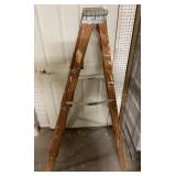 Vtg Wooden Folding Step Ladder 5ft