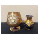 Two Vtg Bohemian Glass Vases 4.5ï¿½ï¿½,3.5ï¿½ï¿½