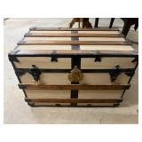 Vtg Wood and Metal Steamer Trunk