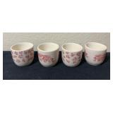 4 Vtg Ceramic Cups w/Red Print 2ï¿½ï¿½