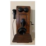 Antique Wall Crank Telephone 13ï¿½ï¿½x11ï¿½ï¿½x22.5ï¿½ï¿½