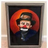 Framed Vtg Clown Painting by Homeowner 14ï¿½ï¿½x18ï¿½ï¿½