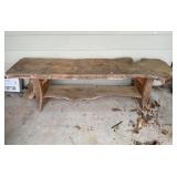 (FP)ï¿½Rustic Wooden Bench w/Shelfï¿½64.5x17x18