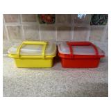(P)ï¿½Vtg Tupperware Yellow & Red Containersï¿½9x7x4