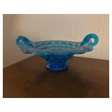(HC)ï¿½Vtg Ice Blue Glass Basketï¿½12x10x5