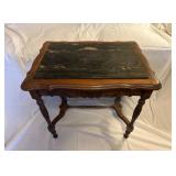(LR)ï¿½Antique Table w/Marble Insertï¿½22x16x20