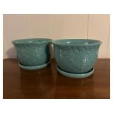 (HC)ï¿½Teal Ceramic Plantersï¿½8.5ï¿½5.5