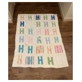 (LR)ï¿½Vtg. H ï¿½Handmade Quiltï¿½62ï¿½84