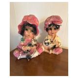(L)ï¿½Vtg. Boy & Girl Setï¿½8x4x10