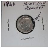 1966 Mint Clip Planchet Error Dime