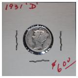1931-D Silver Mercury Dime