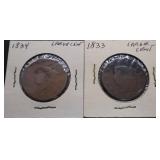 1833 & 1834 Large Cents