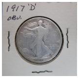 1917-D Walking Liberty Silver Half Dollar