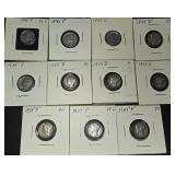 11pc Mercury Silver Dimes