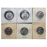 6pc Silver Washington Quarters
