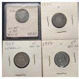 4pc Seated Liberty Silver Dimes