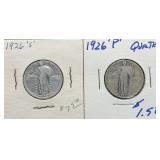 1926-S & 1926-P Silver Standing Liberty Quarters