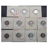 11pc Mercury Silver Dimes