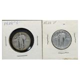1928-S & 1928-P Silver Standing Liberty Quarters