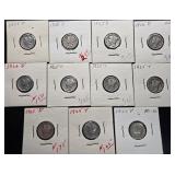 11pc Mercury Silver Dimes