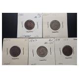 5pc Indian Head Cents