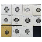 11pc Mercury Silver Dimes