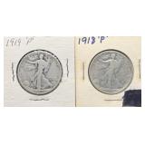 1919-P & 2928-P Silver Walking Liberty Half Dollar