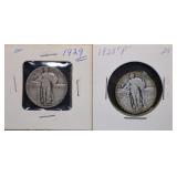 1928-P & 1929 Silver Standing Liberty Quarters