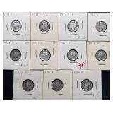 11pc Mercury Silver Dimes