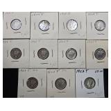 11pc Mercury Silver Dimes