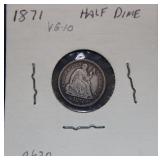 1871 Seated Silver Half Dime
