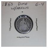 1853 Seated Silver Half Dime w/Arrows