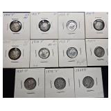 11pc Mercury Silver Dimes
