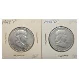 1948-D & 1949-P Silver Franklin Half Dollar