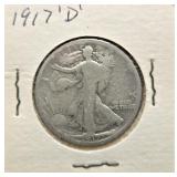 1917-D Silver Walking Liberty Half Dollar