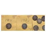 8pc Barber Silver Dimes