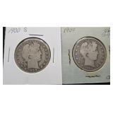 1900-S & 1900 Silver Barber Half Dollars