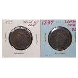 1838 & 1839 Large Cents