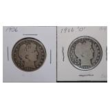 1906 & 1906-O Silver Barber Half Dollars