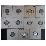11pc Mercury Silver Dimes