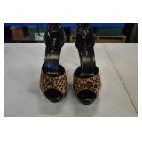 Wild Diva Leopard Peep Toe Heels 8.5