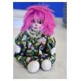 Small Porcelain Clown Face Bean Bag Doll